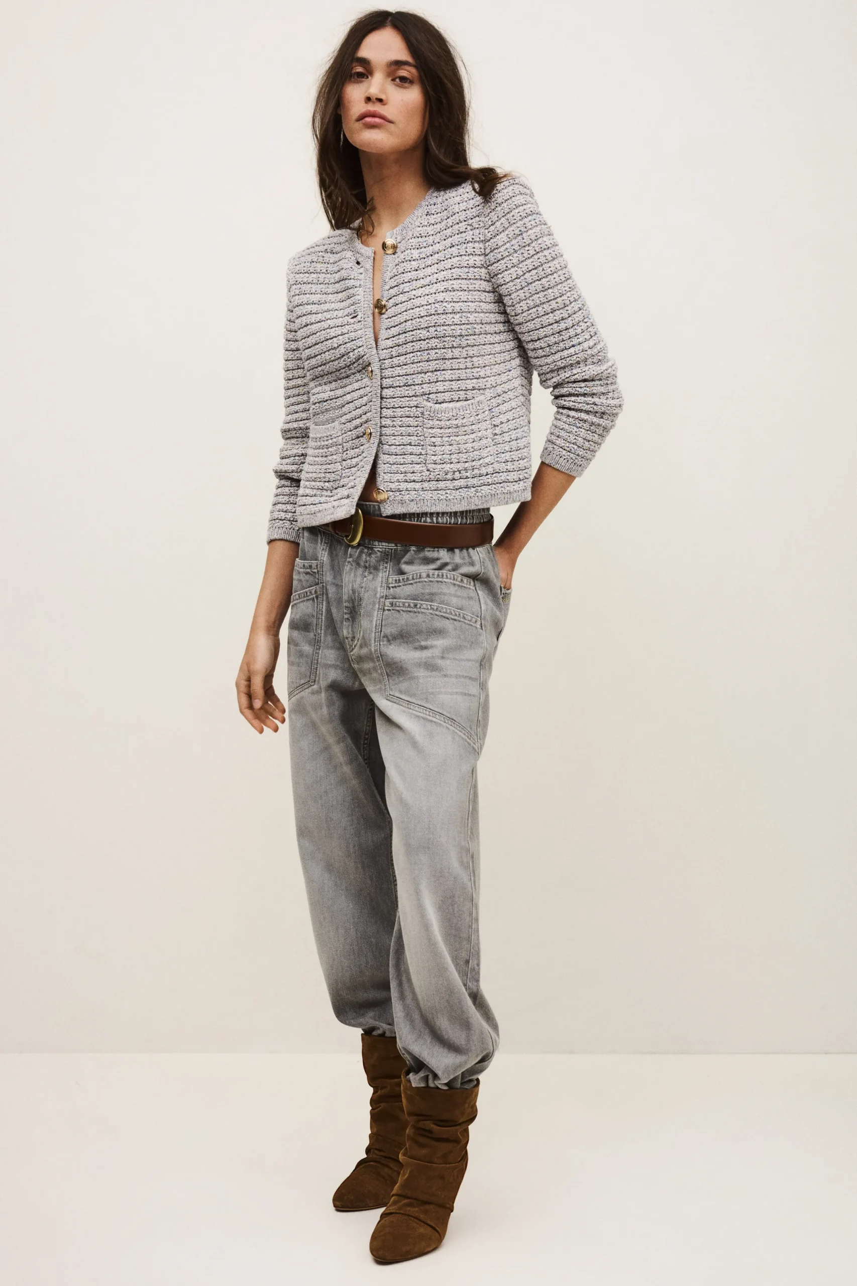 GUSPA gilet court boutonné