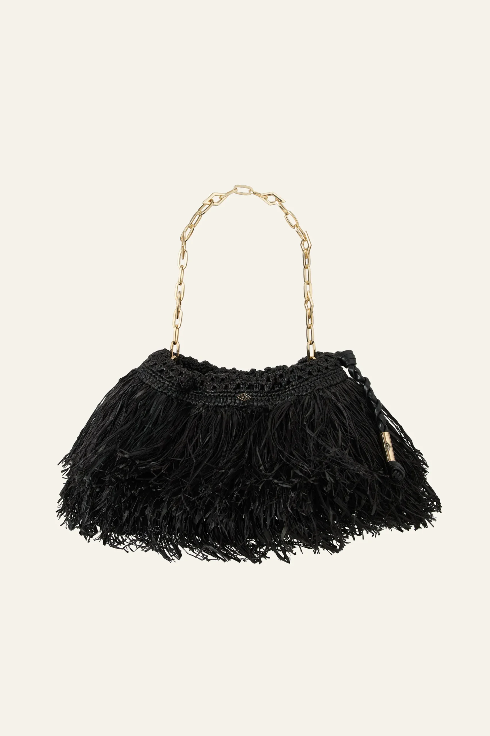 JUNE pochette raphia franges