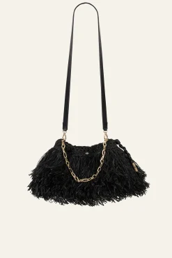 JUNE pochette raphia franges