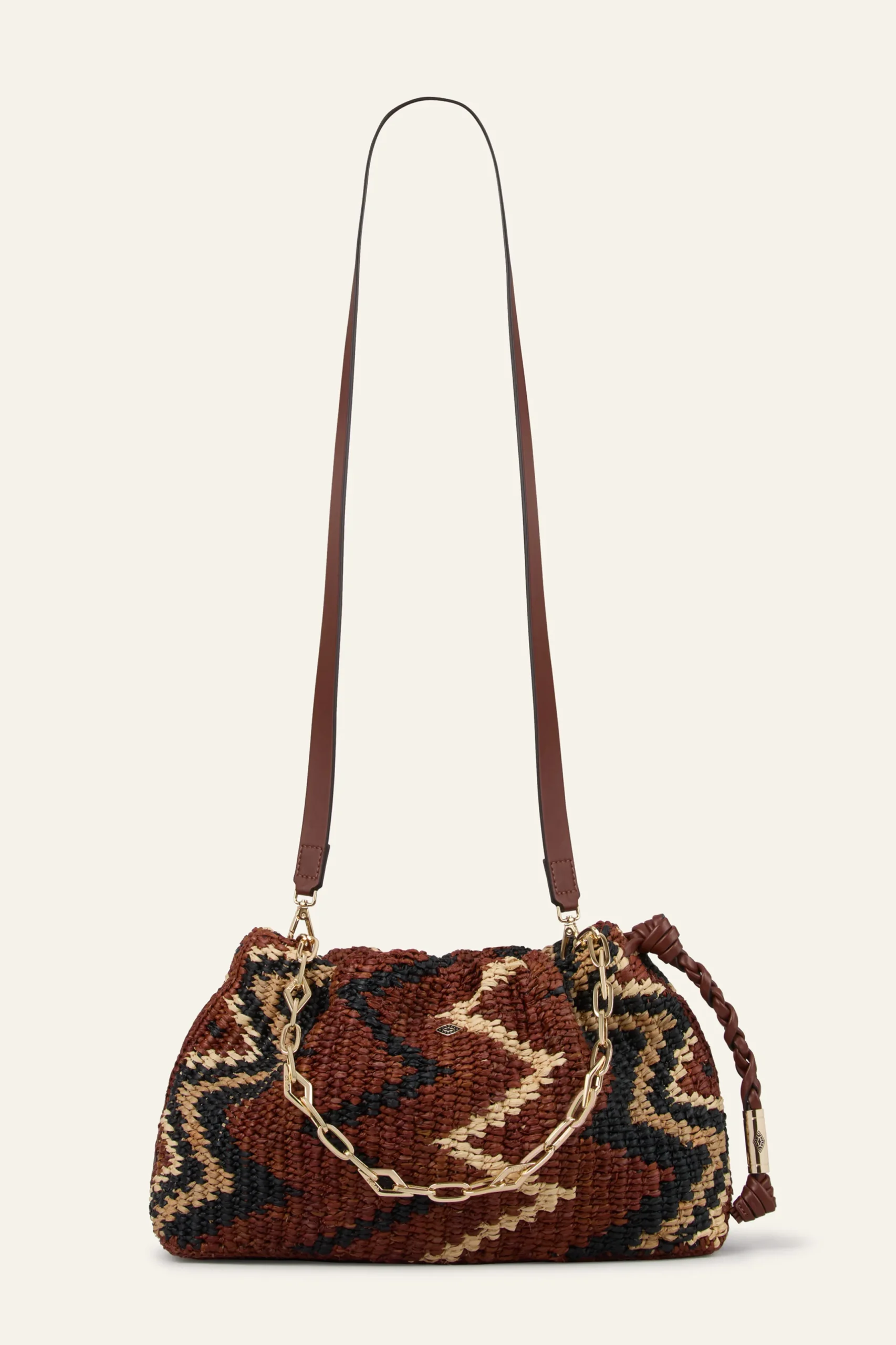 JUNE pochette raphia tribal