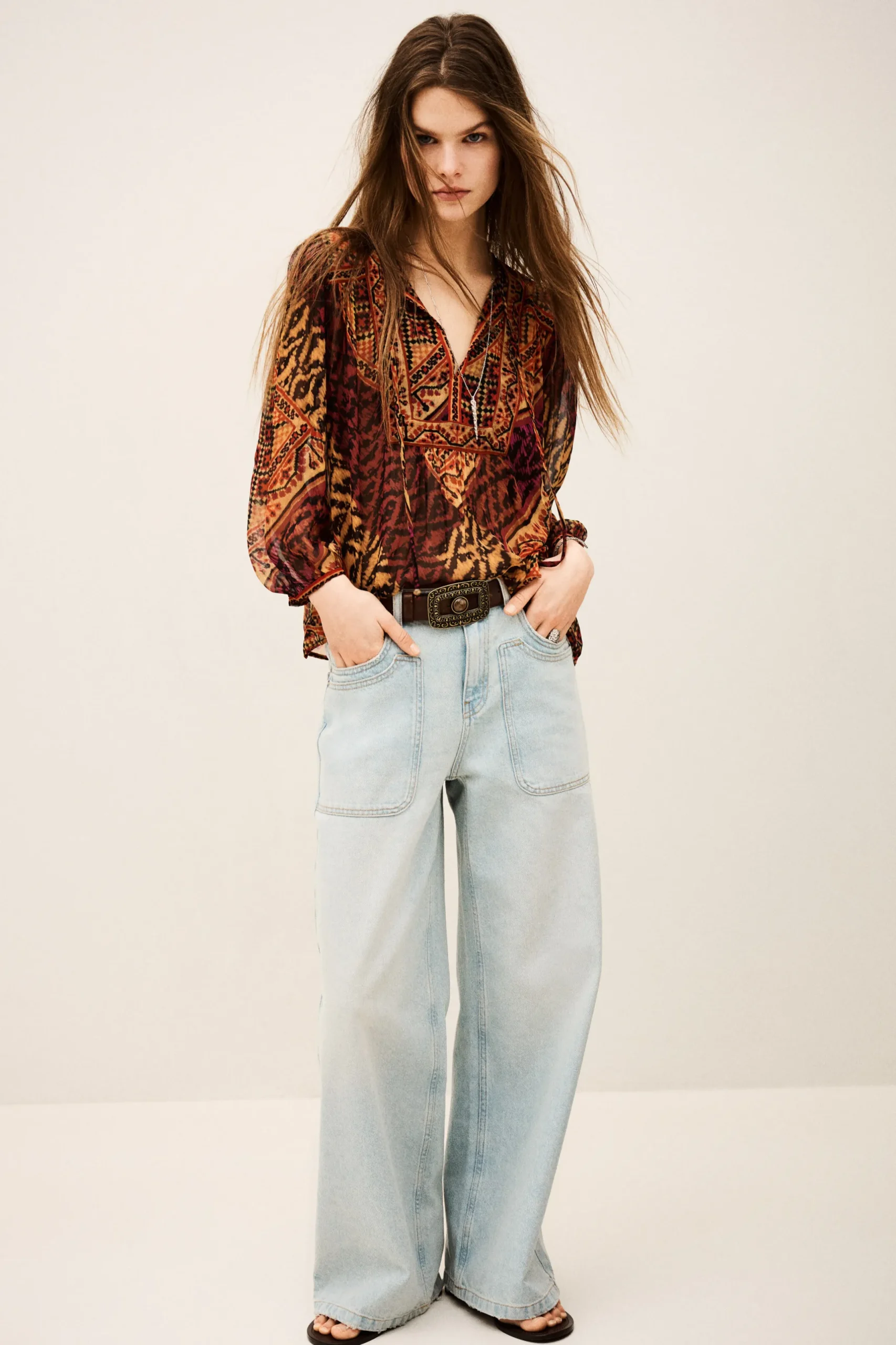 ODETTA blouse imprimée manches