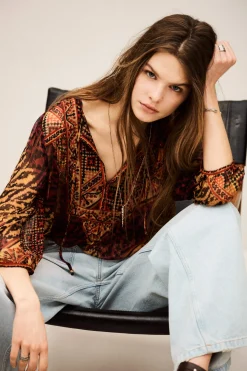 ODETTA blouse imprimée manches