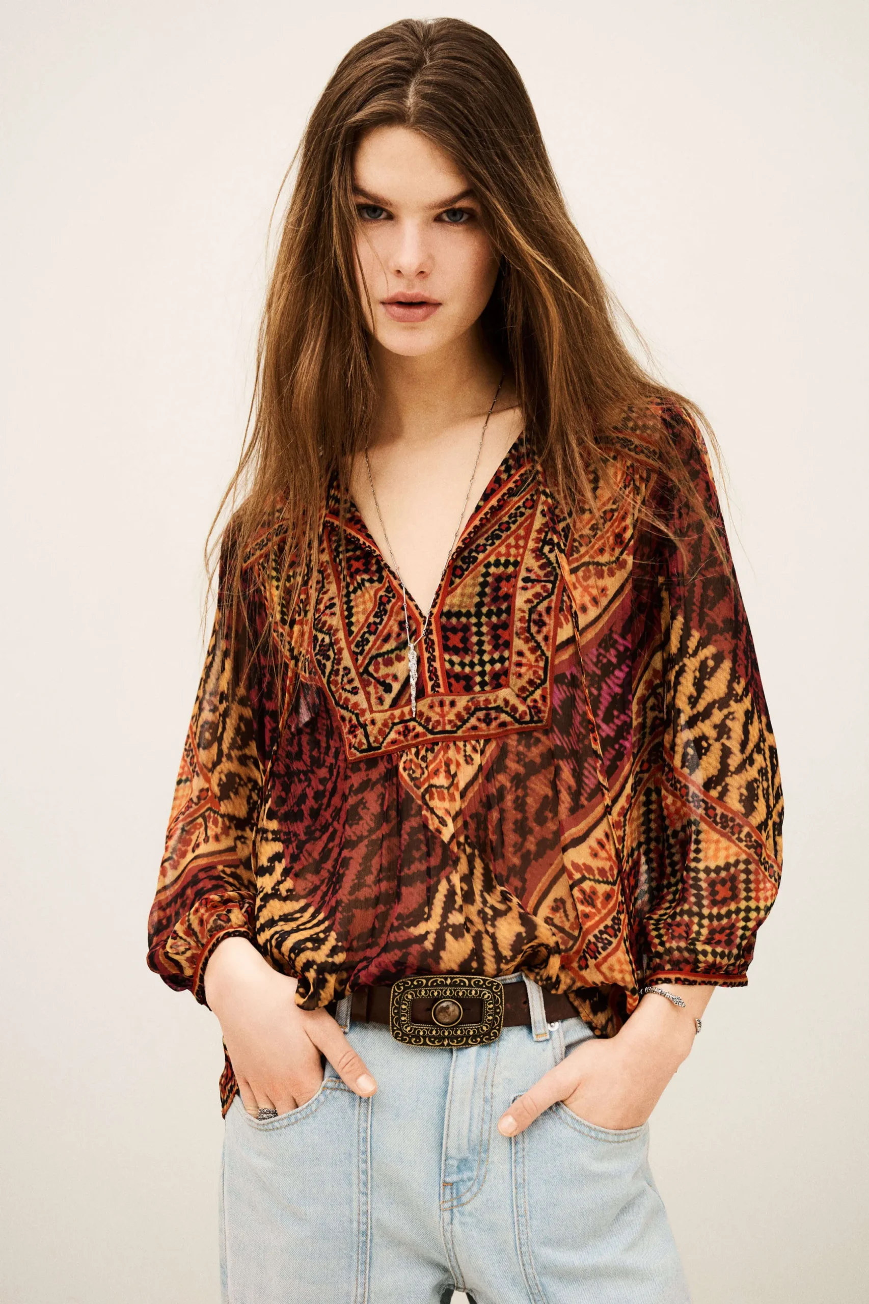ODETTA blouse imprimée manches